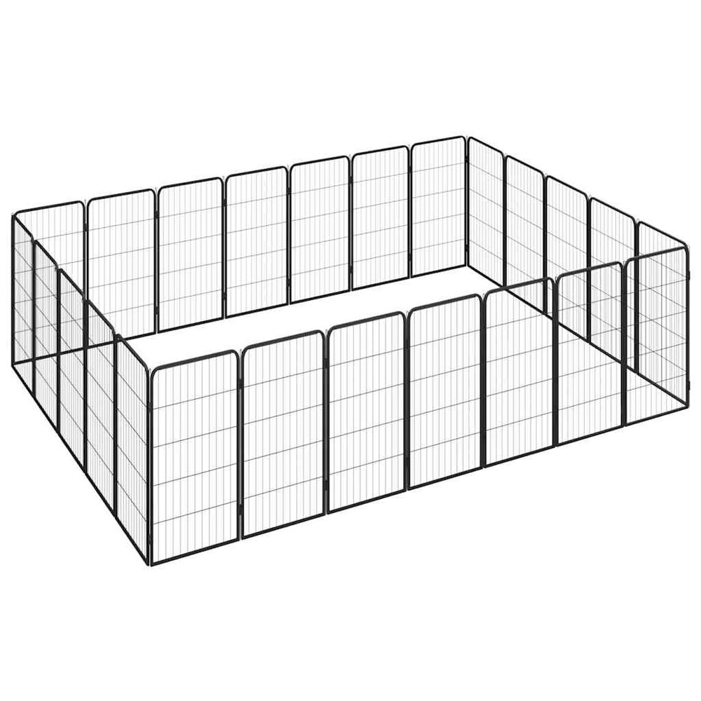 Enclos chien acier 24 panneaux parc résistant noir 350cm
