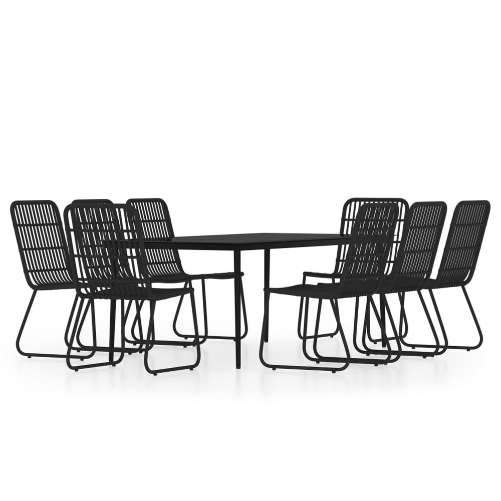 Ensemble à manger de jardin 9 pcs noir
