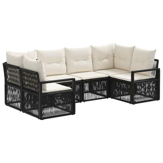 Ensemble de canapé de jardin 6 pc 6-nombre de places noir