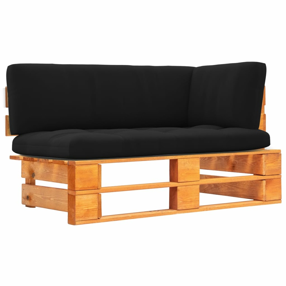 Canapé d'angle palette de jardin marron miel bois pin imprégné