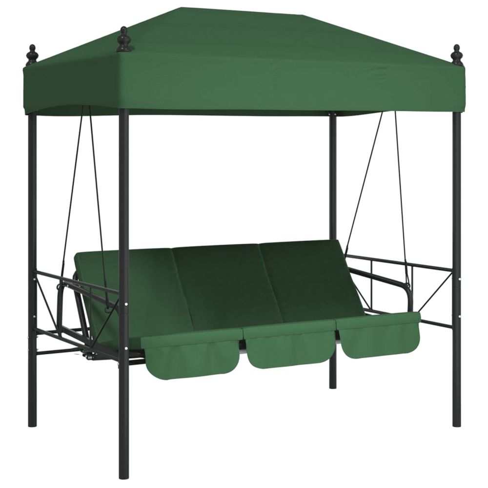 Balancelle de jardin avec auvent vert acier