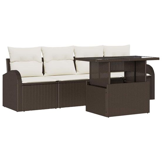 Ensemble de canapé de jardin 5 pc marron poly rattan
