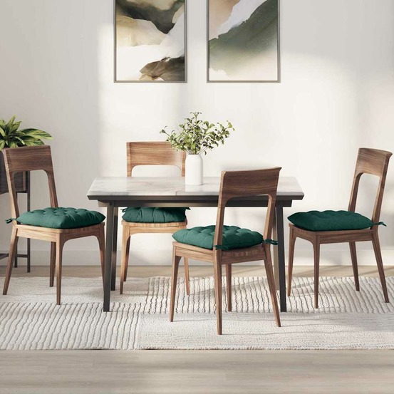 Coussins de siège 4 pcs vert foncé 40 x 40 x 6 cm tissu