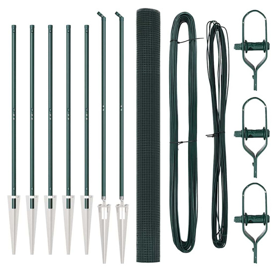 Clôture avec poteaux vert 1.5 x 10 m acier