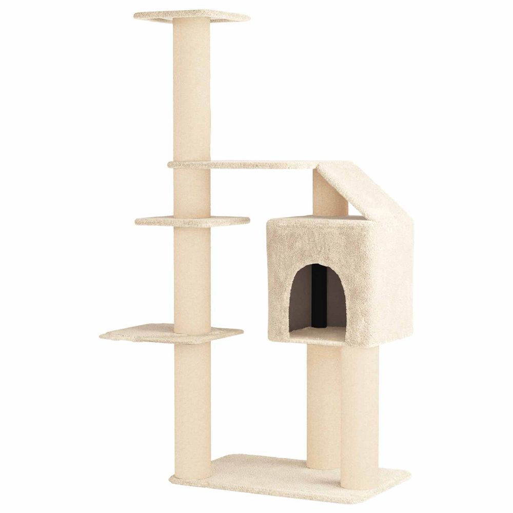 Arbre à chat avec poteaux à griffer en sisal crème 183 cm