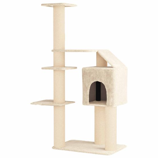 Arbre à chat avec poteaux à griffer en sisal crème 183 cm