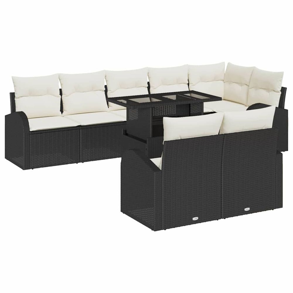 Ensemble de canapé de jardin 9 pc noir poly rotin
