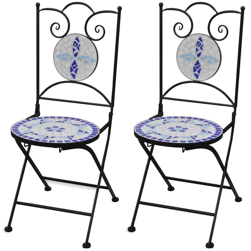 Chaises pliables de bistro 2 pcs céramique bleu et blanc