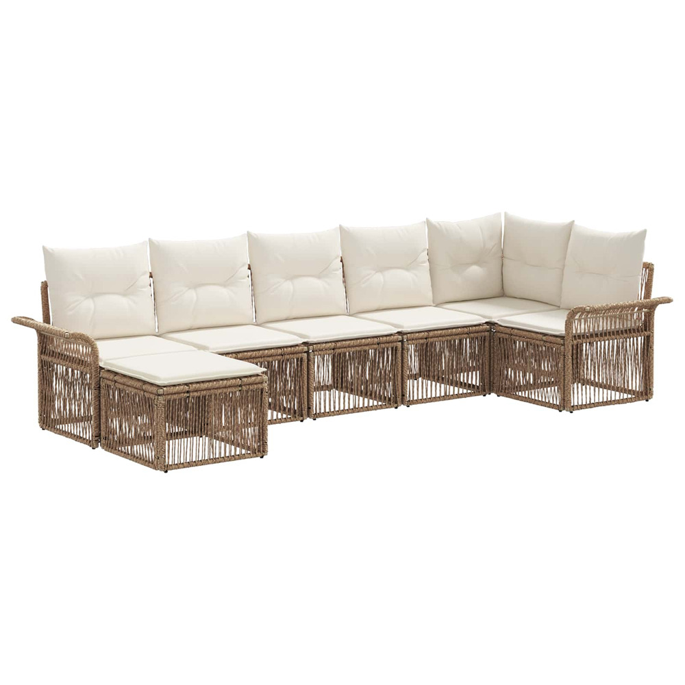 Ensemble de canapé de jardin 7 pcs beige polyrotin