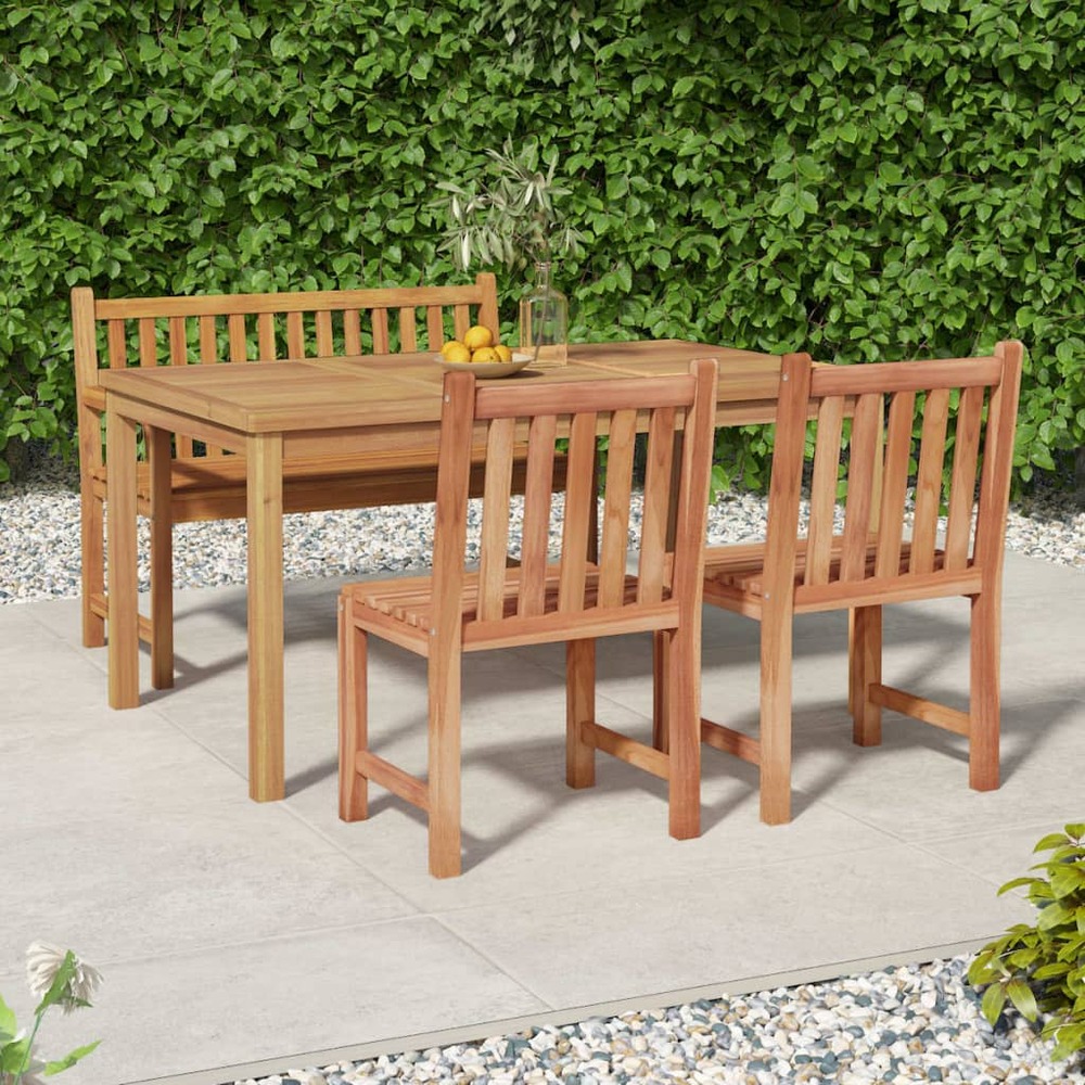 Ensemble à manger de jardin 4 pcs bois de teck massif