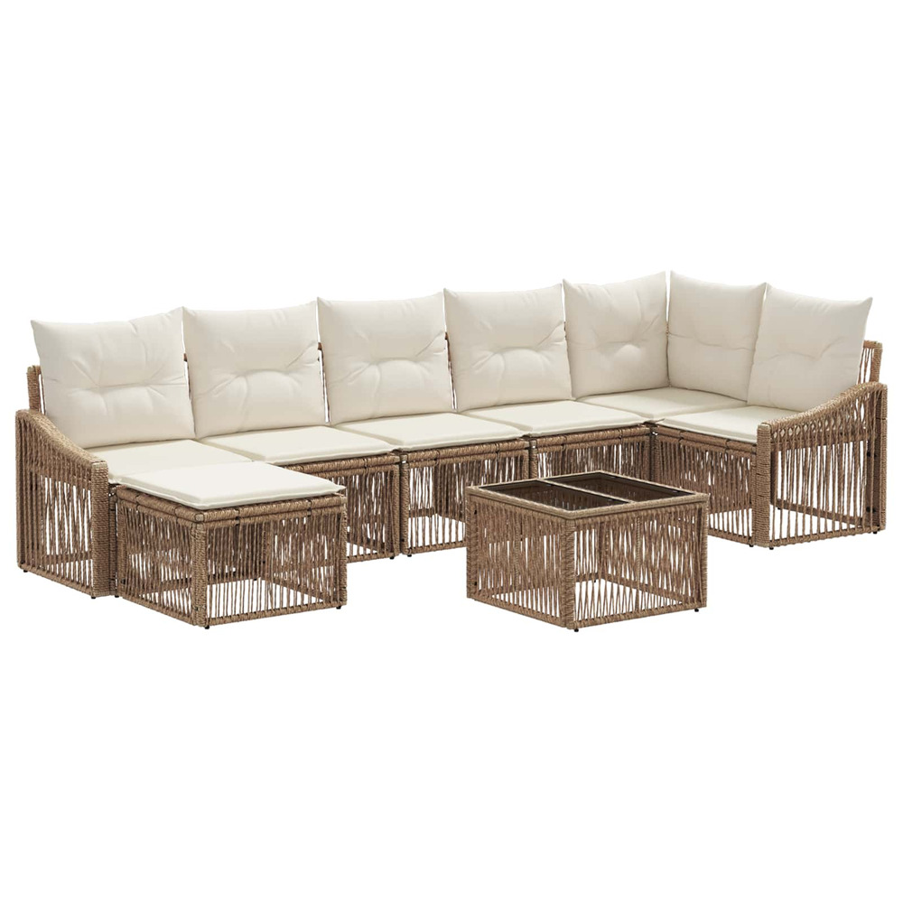 Ensemble de canapé de jardin 8 pcs beige polyrotin