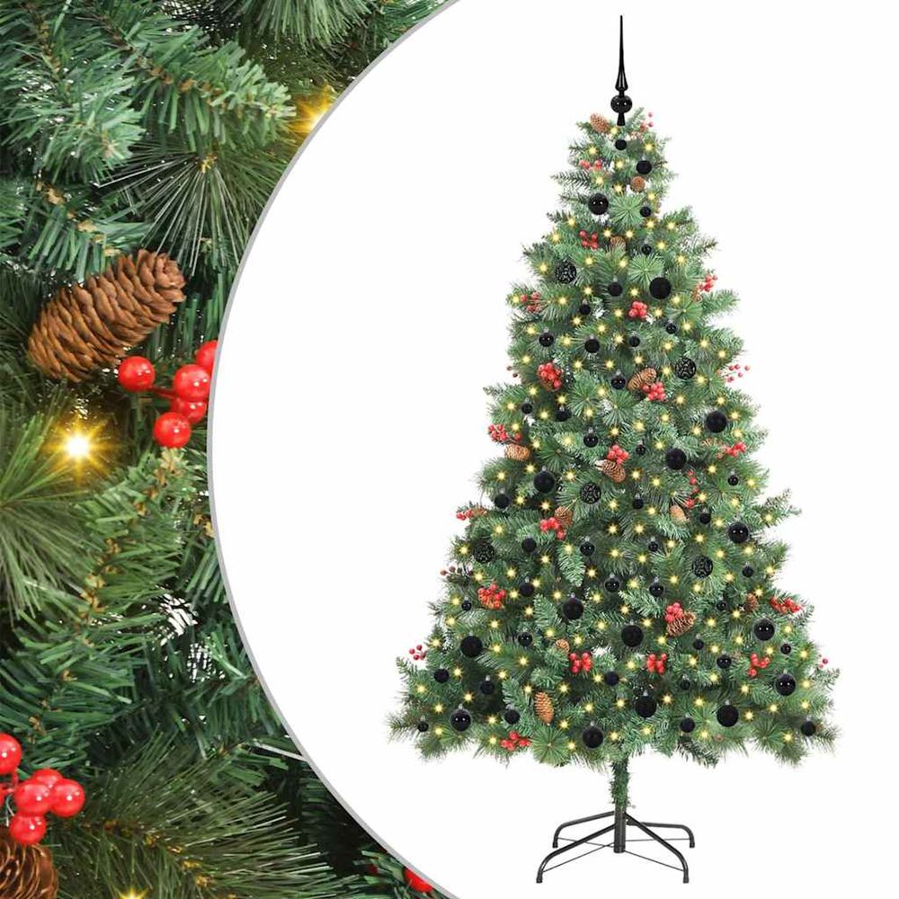 Sapin de noël artificiel 300 led blanc chaud pvc et métal vert