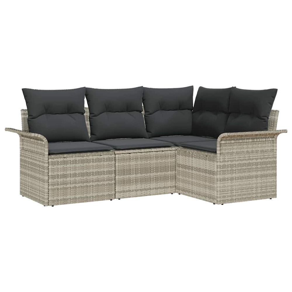 Ensemble de canapé de jardin 4 pc gris clair polyrotin