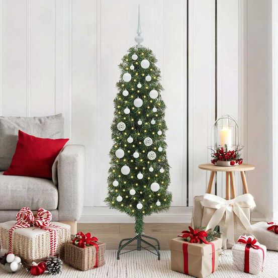 Sapin de fêtes artificiel 150 cm, décoration complète avec lumière led chaude