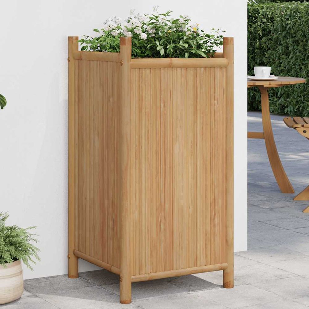 Jardinière haute en bambou pour balcon et séparation végétale 40x80 cm