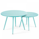 Lot de 2 tables basses de jardin en acier turquoise 50 cm