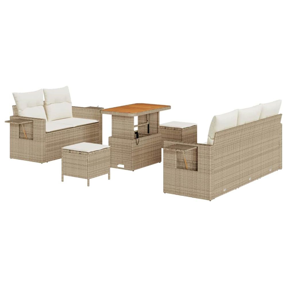 Ensemble de canapé de jardin 10 pc beige et crème polyrotin