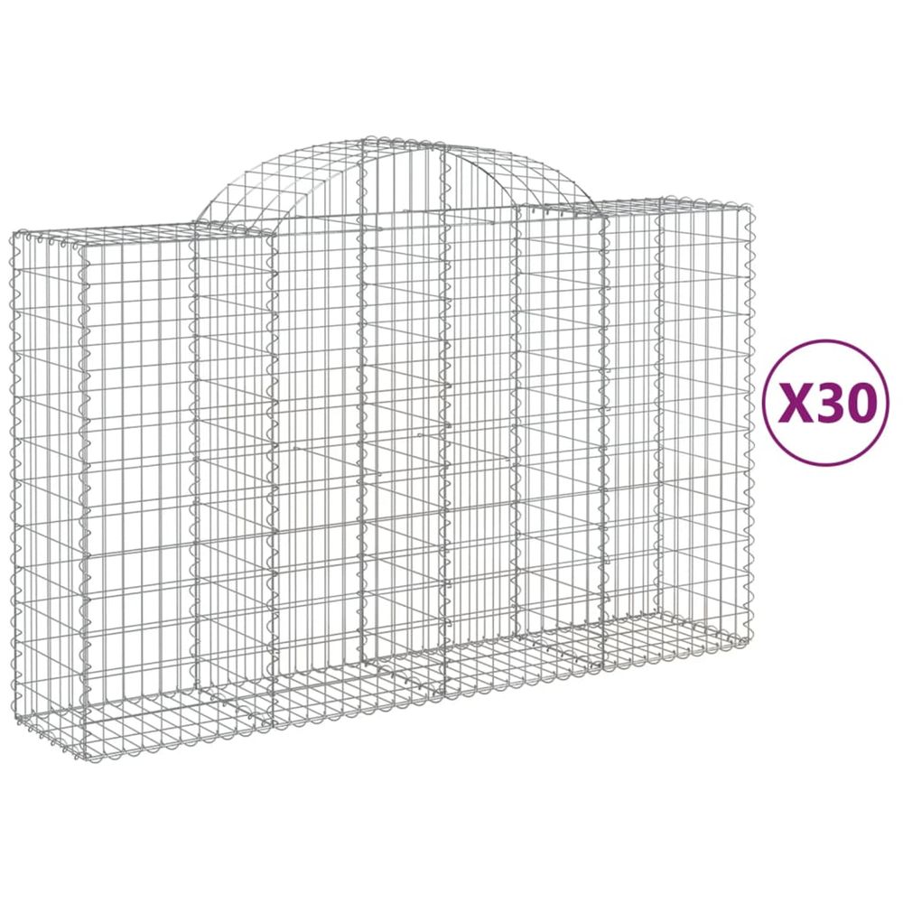 Paniers à gabions arqués 30 pcs 200x50x120/140 cm fer galvanisé