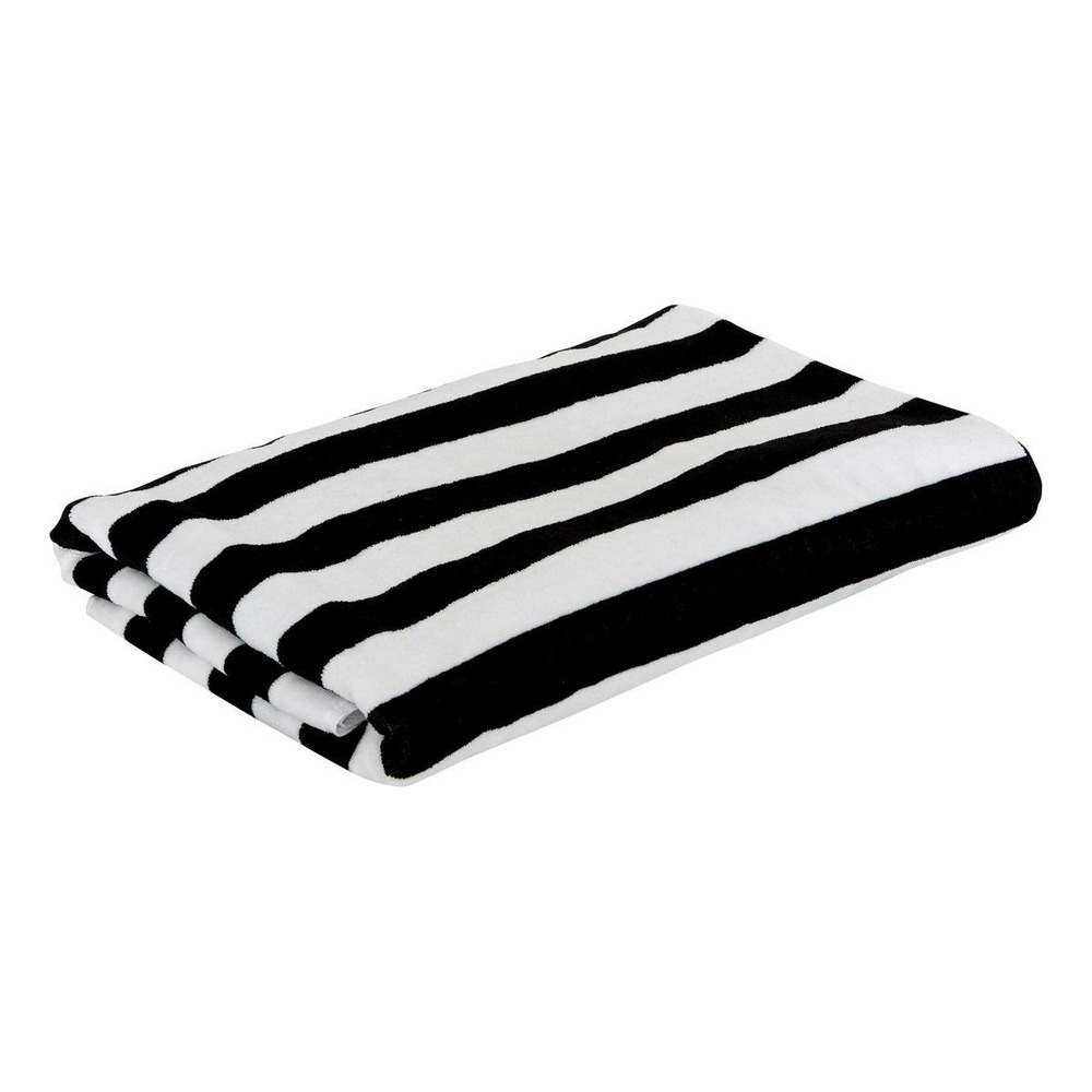 Drap de bain the palm resort 90x180cm noir et blanc en coton