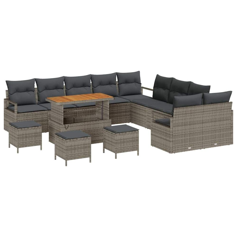 Ensemble de canapé de jardin 14 pc gris polyrotin