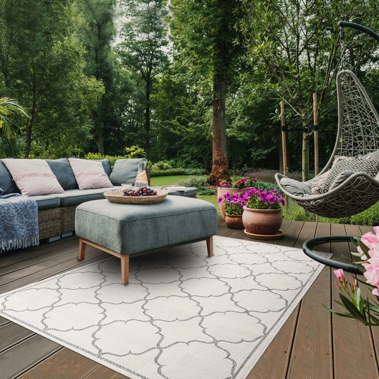 Tapis extérieur 80x150 tissé kilim crème kuma