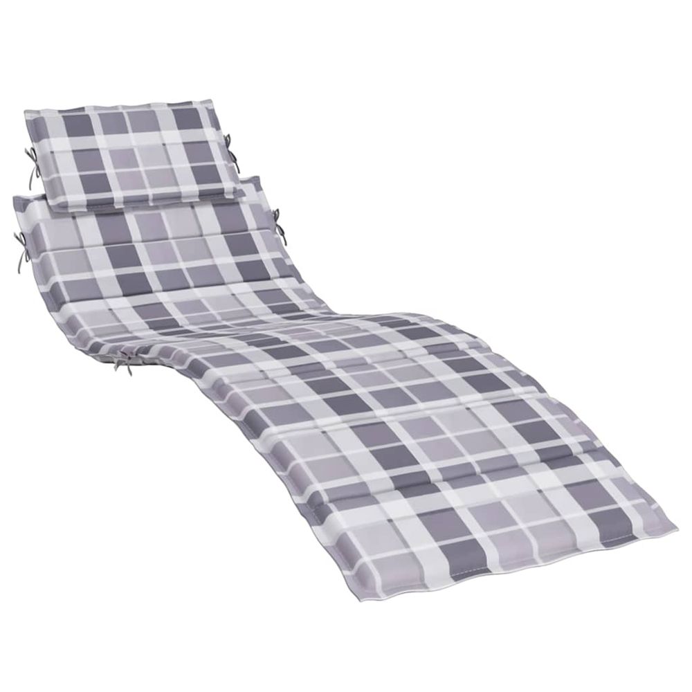 Coussin de chaise longue à carreaux gris 186x58x4 cm bain de soleil