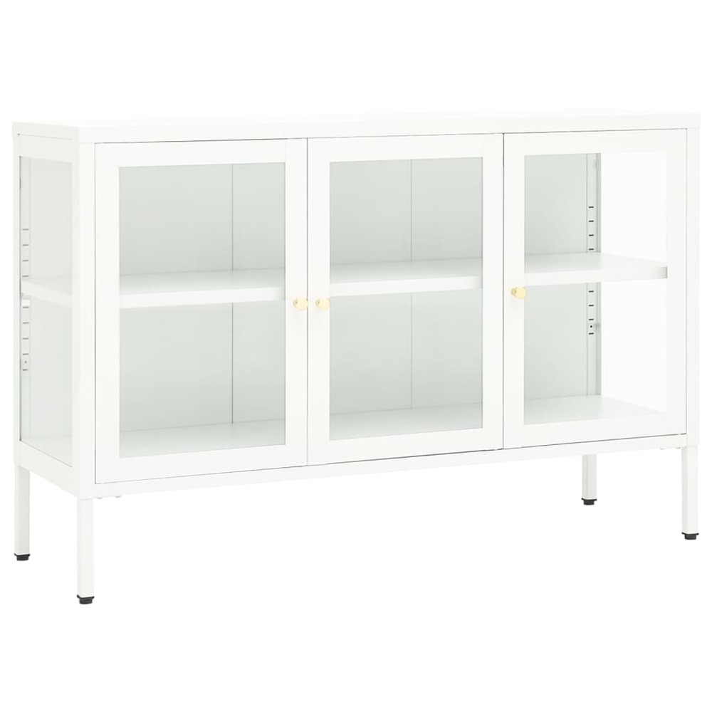 Buffet bahut commode armoire meuble de rangement organisateur cuisine salle de séjour salon 105 x 35 x 70 cm acier et verre b