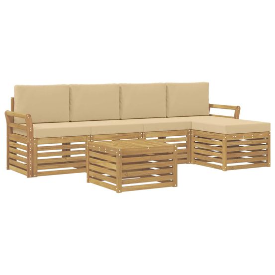 Ensemble de canapés d'extérieur 6 pc blanc et beige polyester