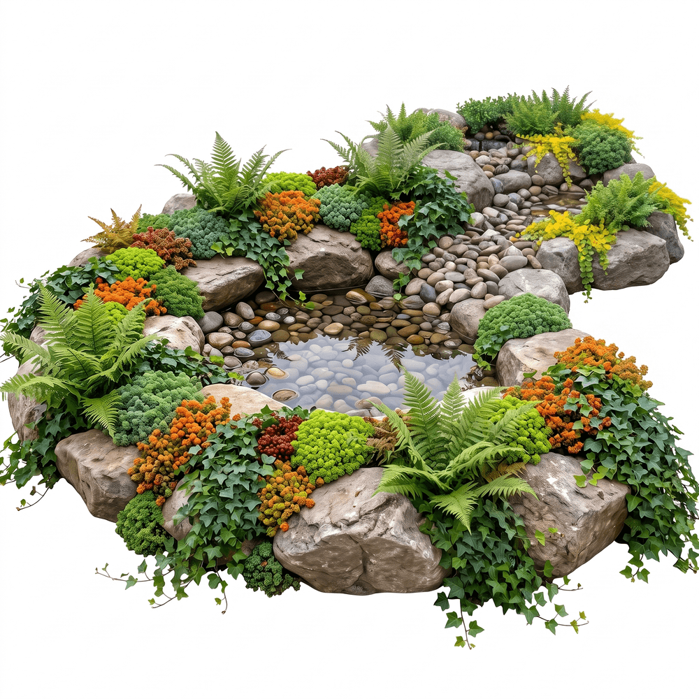 Plantes bord de bassin 2-3m2 - sedum orpin - fougère - hedera - 36 plantes