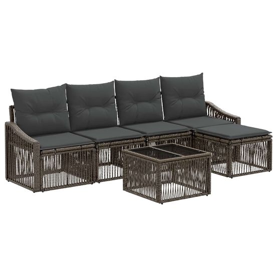 Ensemble de canapé de jardin 6 pc gris polyrotin