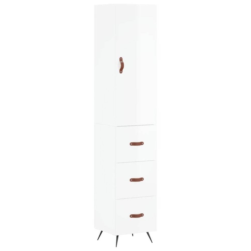 Buffet bahut commode armoire meuble de rangement organisateur cuisine salle de séjour salon haut brillant 34,5 x 34 x 180 cm