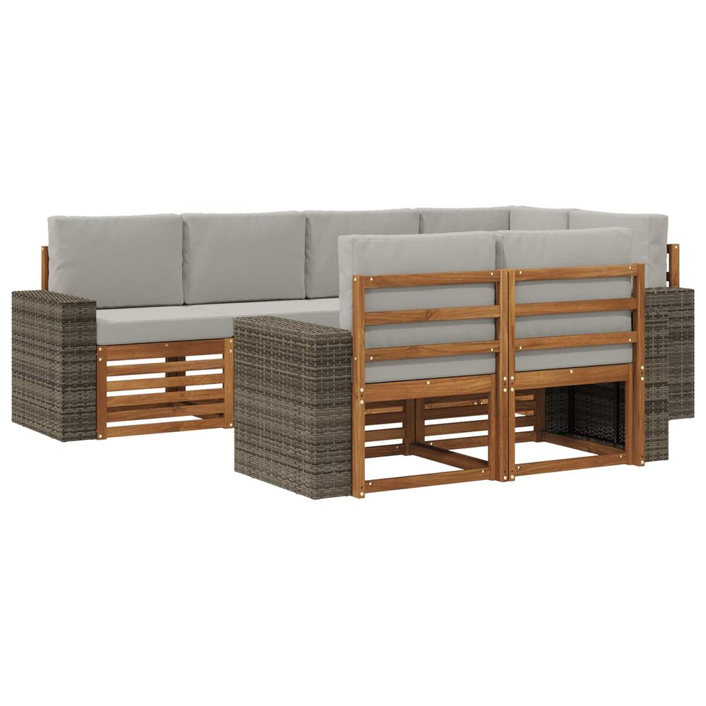 Ensemble de canapés d'extérieur 7 pc naturel et gris clair