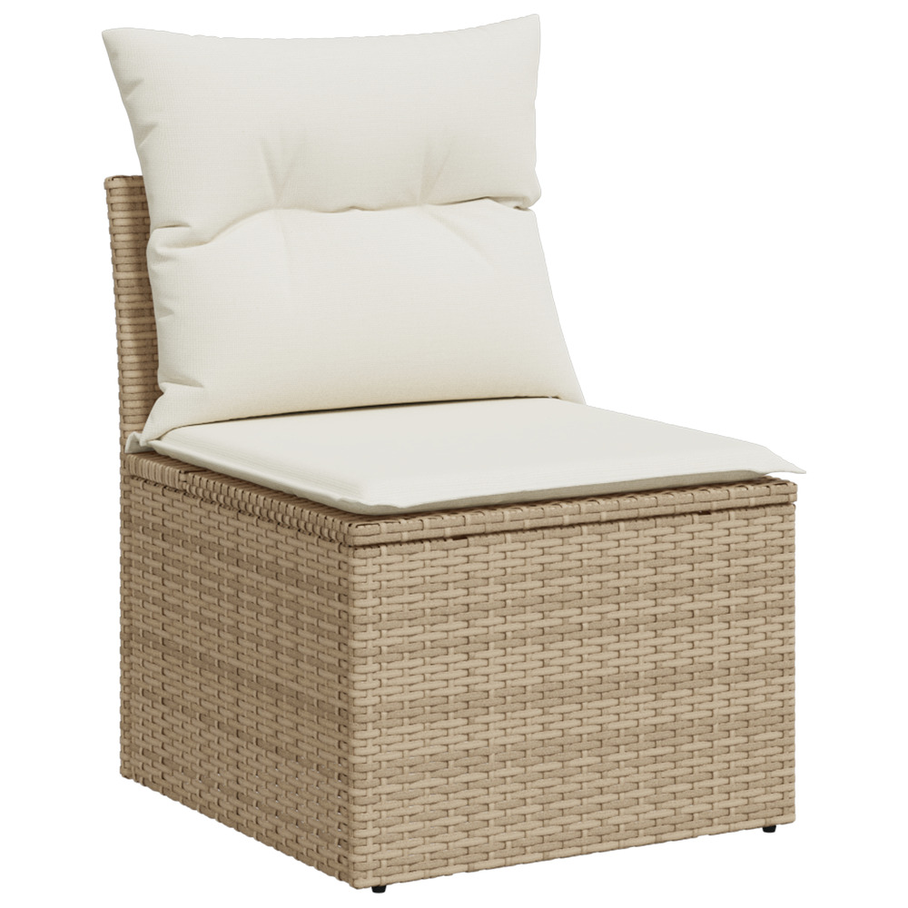 Ensemble de canapé de jardin 7 pièces avec coussins beige poly rotin acacia