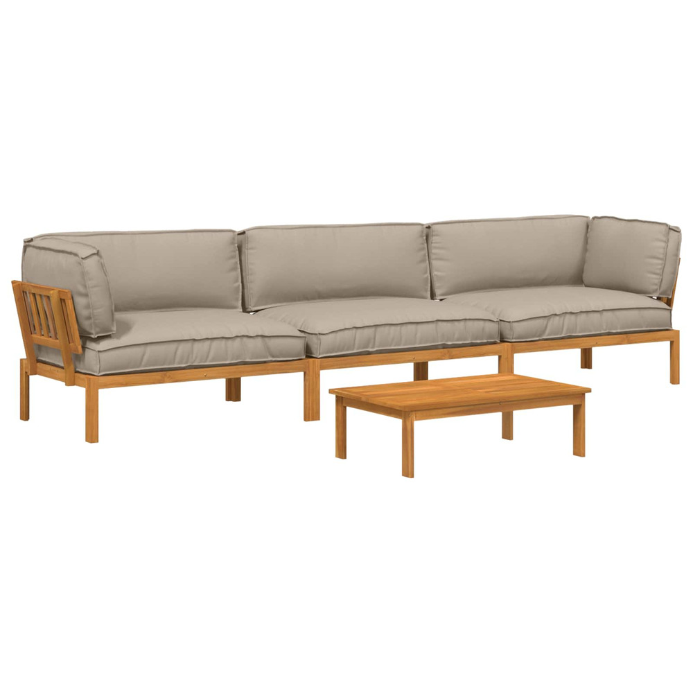 Ensemble de canapés uni 4 pcs taupe bois d'acacia massif