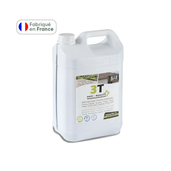 Antimousse concentré 3t 5 litres à diluer pour 1000 m² de traitement toit toiture mur et sol