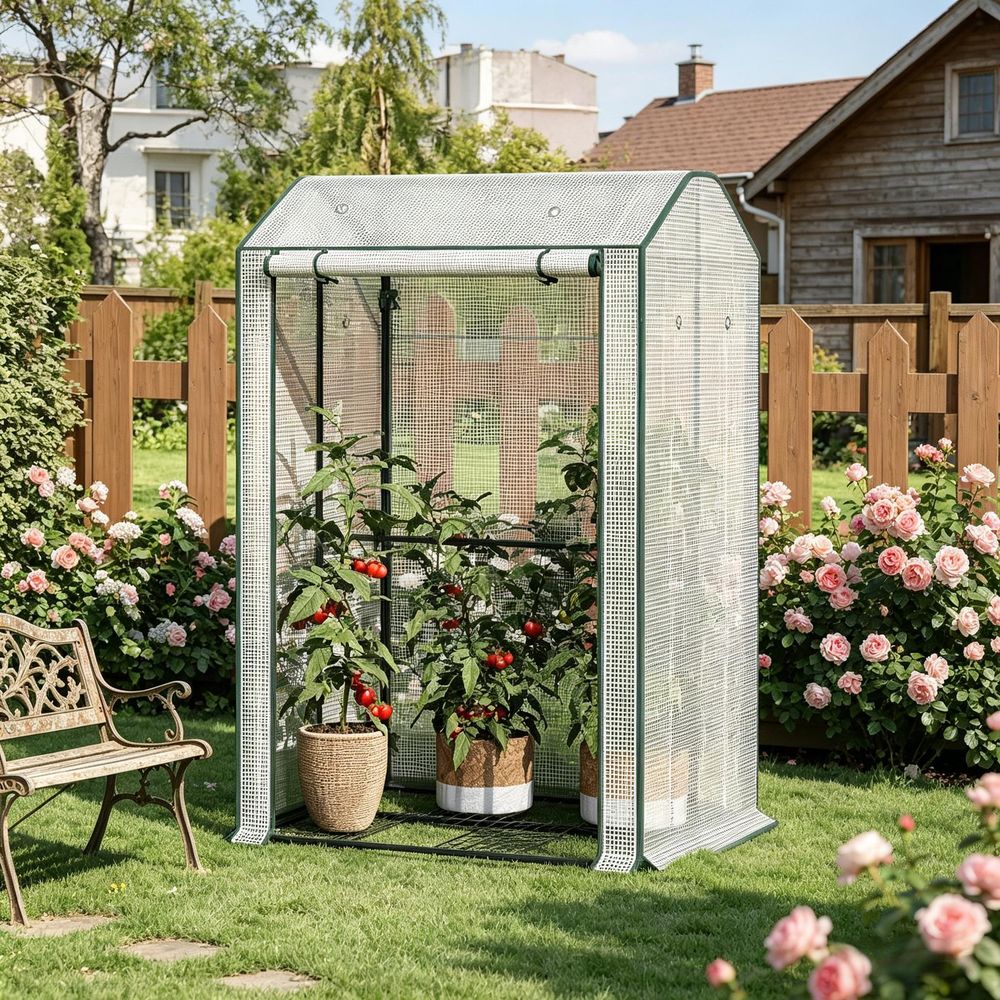 Serre de jardin acier pe balcon terrasse hivernage plantes 100x83x150cm blanc - comfortxl outdoor living