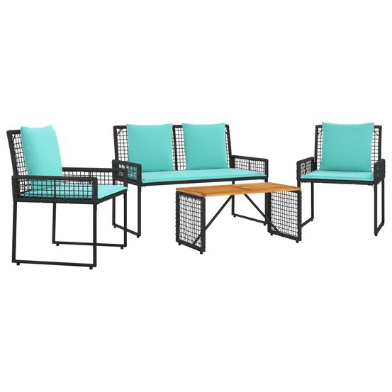 Ensemble de meubles d'extérieur 4 pc noir et turquoise