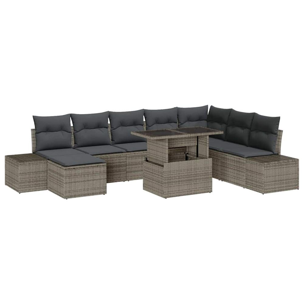 Ensemble de canapé de jardin 9 pc gris polyrotin