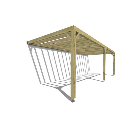 Pergola bois • 8m x 3m • adossée • sens profondeur • lattage bois • livraison comprise