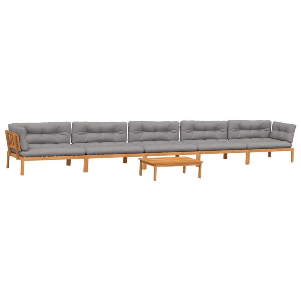 Salon palette de jardin avec coussins 6pcs bois d'acacia massif