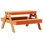 Table de pique-nique pour enfants cire marron bois massif pin