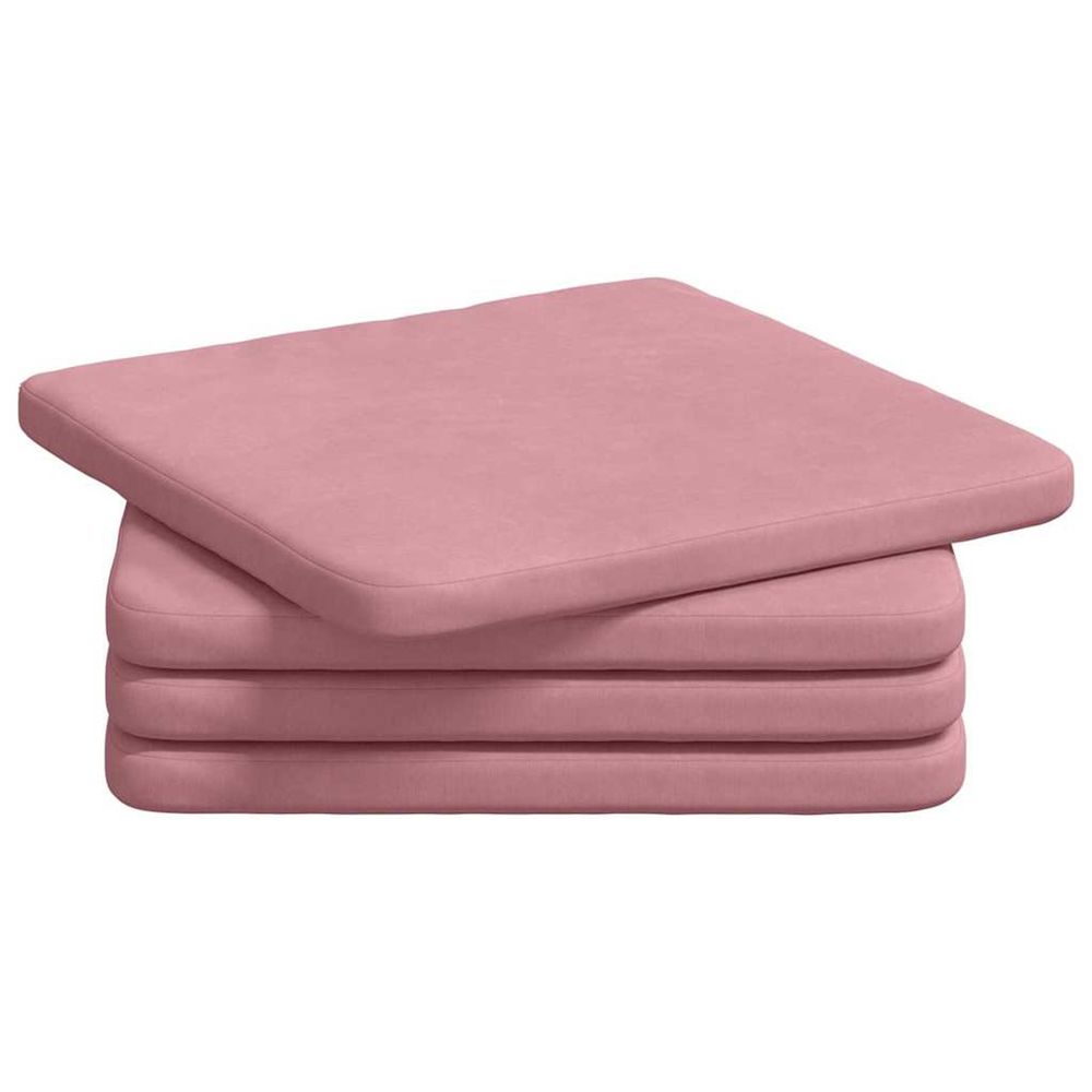 Coussins de siège 4 pc velours rose 40 x 40 x 3 cm