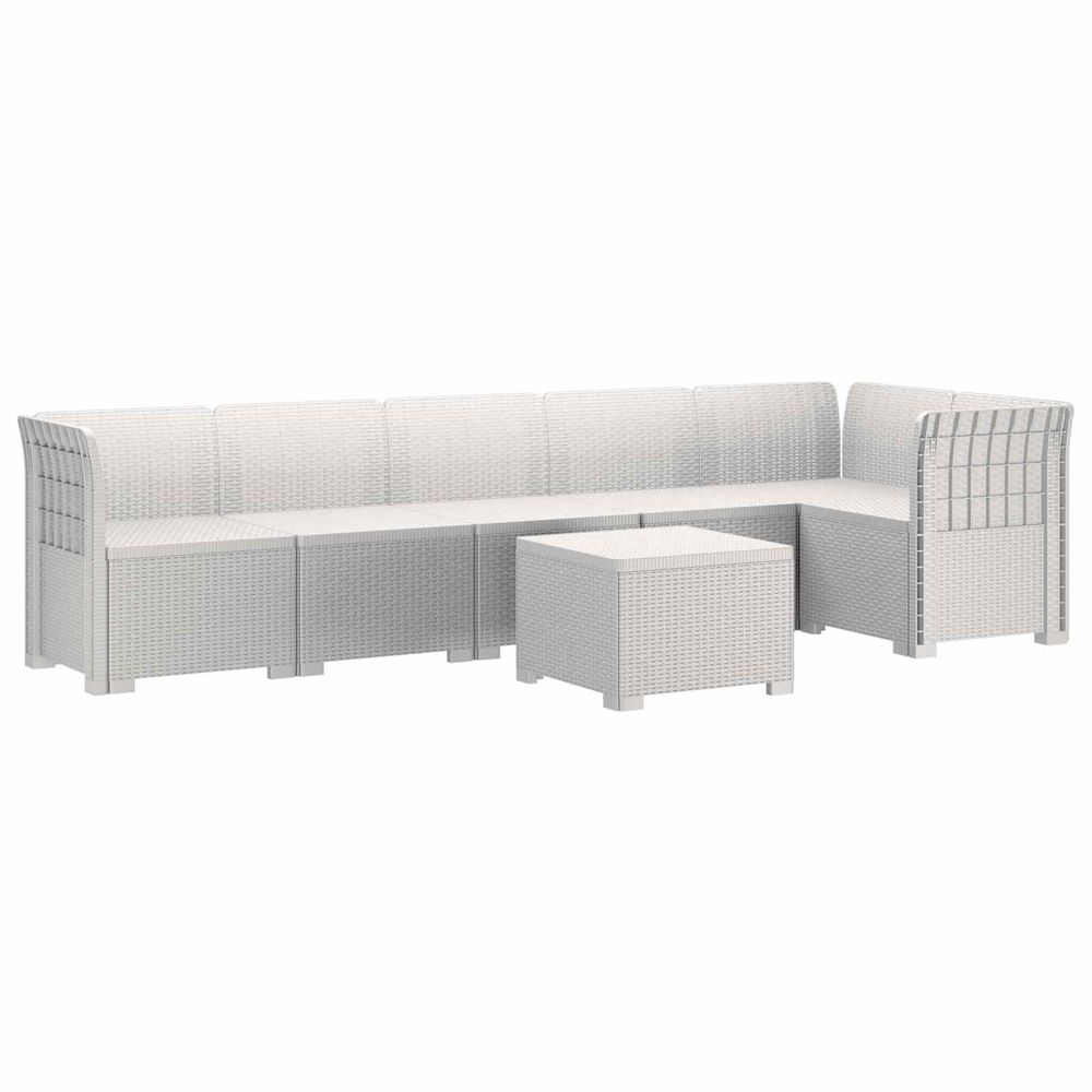 Canapé de jardin 6 places aspect rattan pp blanc