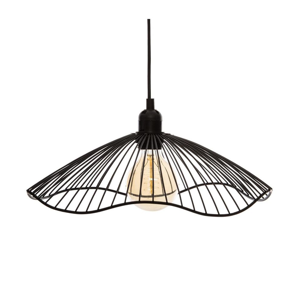Luminaire suspension en métal filaire noir d 34 cm