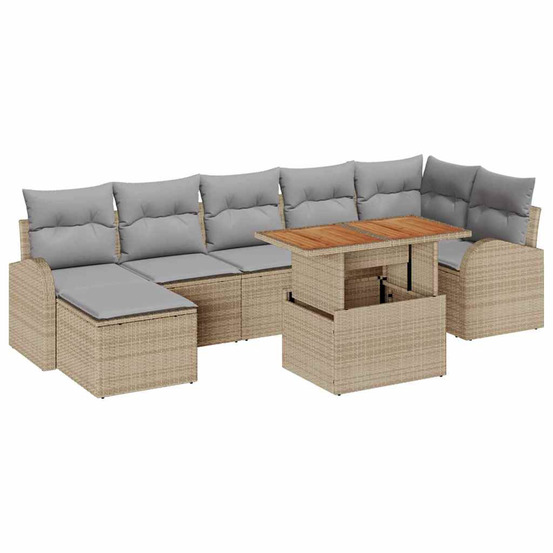 Ensemble de canapé de jardin 8 pcs beige poly rotin