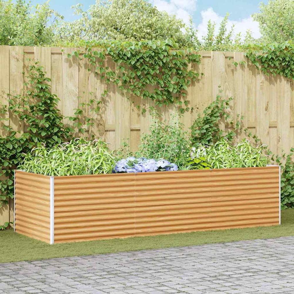 Potager surélevé haut en acier galvanisé structure renforcée pour plantes à racines profondes marron clair 290x100x68cm
