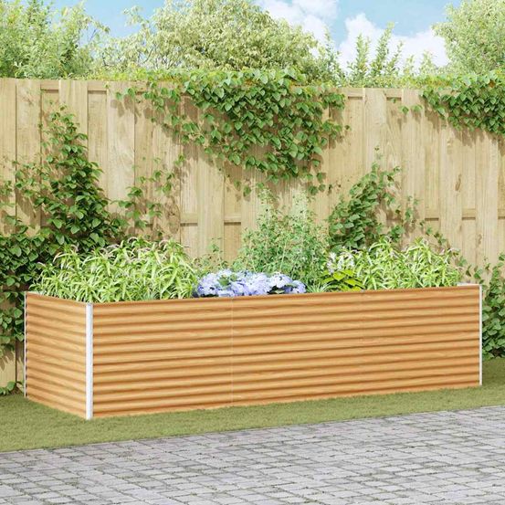 Potager surélevé haut en acier galvanisé structure renforcée pour plantes à racines profondes marron clair 290x100x68cm