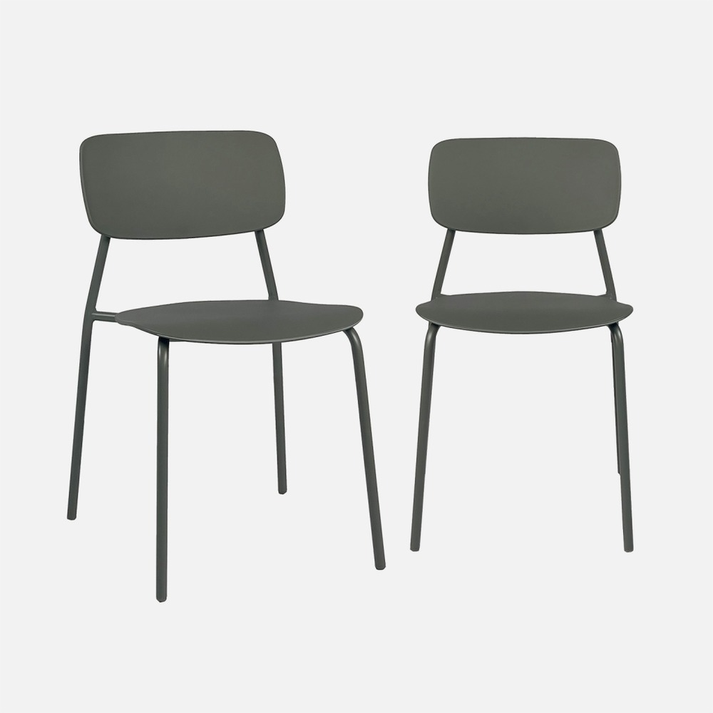 Lot de 2 chaises de jardin empilables acier et plastique - liva