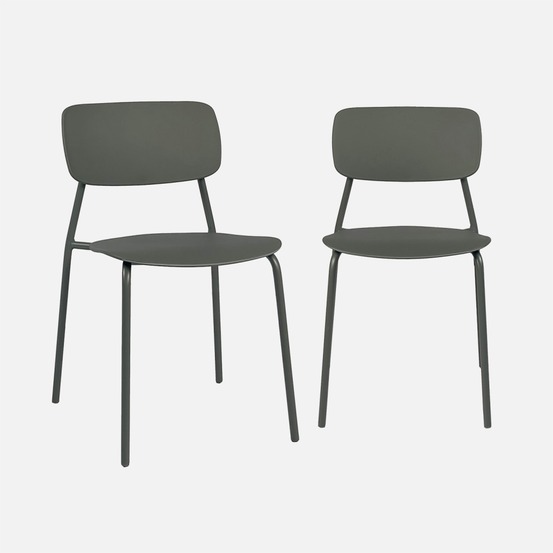 Lot de 2 chaises de jardin empilables acier et plastique - liva