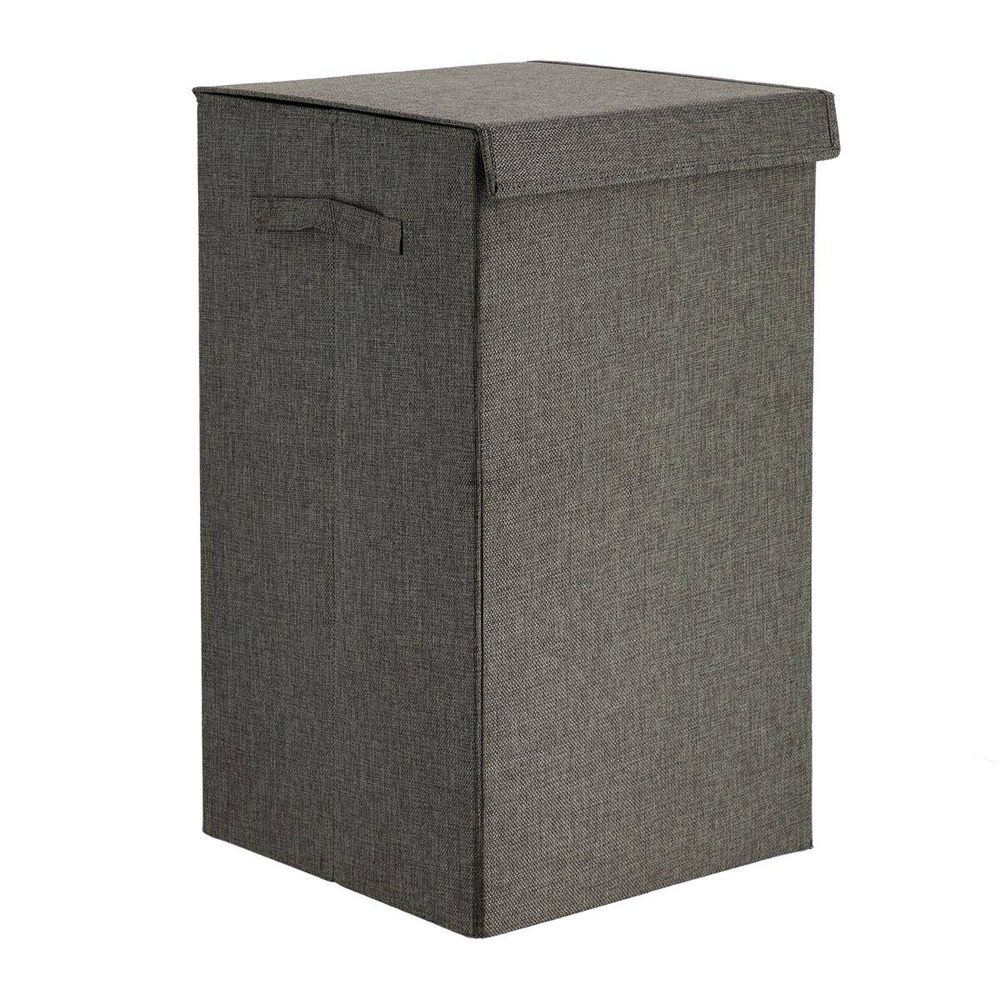 Panière à linge pliable en polyester et mdf gris